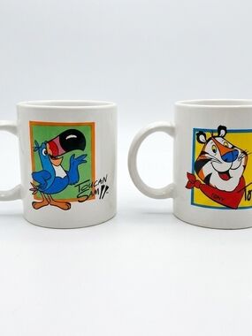 Vintage 2002 Kelloggs Toucan Sam & Tony The Tiger Mugs Set